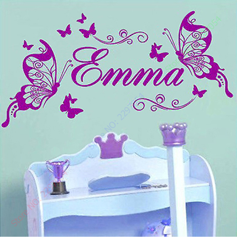 Baby Nursery Decor Girl - Novas borboletas nome personalizado vinil borboleta