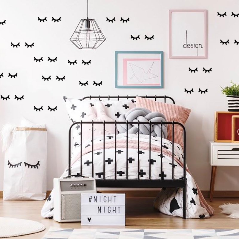 Baby Nursery Decor Girl - Adesivos de parede de cílios para